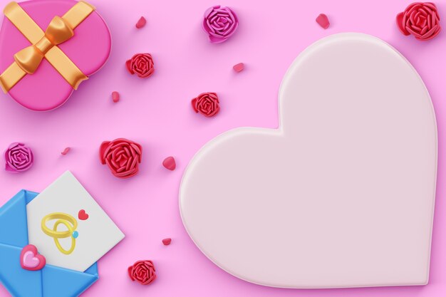 3d rendering of wedding sales blank banner background