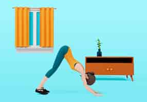 Free PSD 3d rendering of woman doing yoga