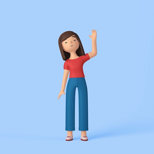 3d rendering of woman waving