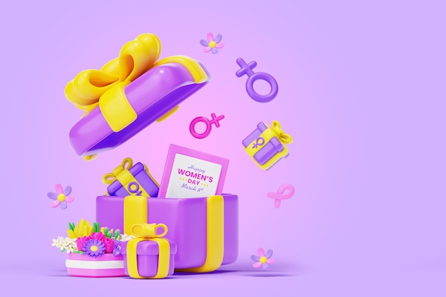 Free PSD 3d rendering of women's day background