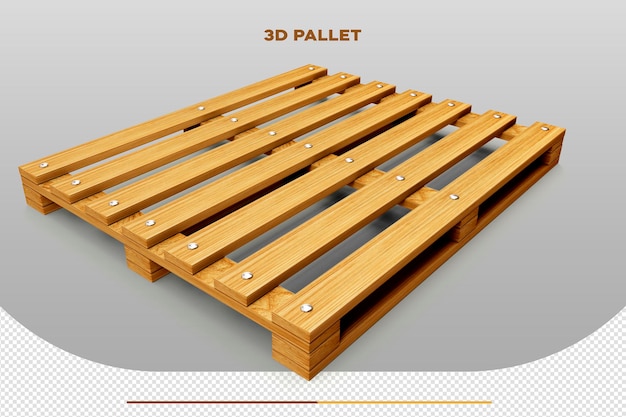 Free PSD 3d rendering of wooden pallet isolated mockup