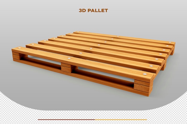 Free PSD 3d rendering of wooden pallet isolated mockup