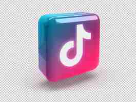 PSD gratuito quadrato arrotondato 3d con logo tiktok lucido