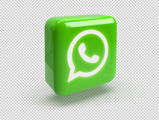 無料PSD 光沢のあるwhatsappロゴ付きの3d丸みを帯びた正方形