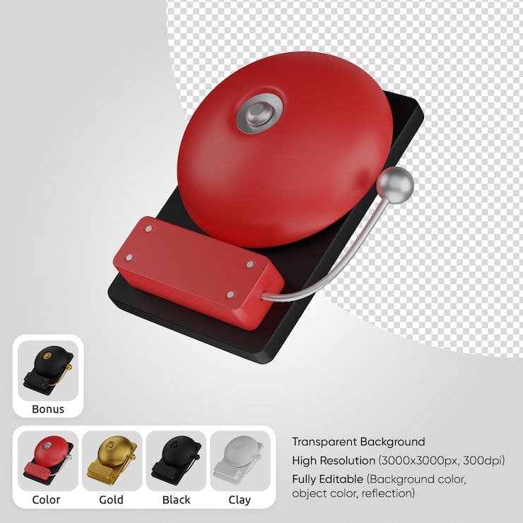 Бесплатный PSD 3d школьный звонок