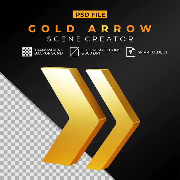 3d shinny gold arrow scene creator