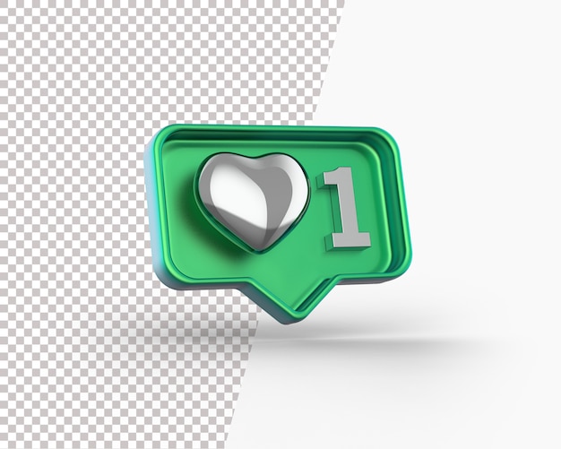 Free PSD 3d shiny silver heart on a notification icon