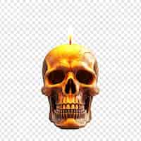 무료 PSD 투명한 배경에 고립된 3d 두개골과 불타는  ⁇ 불 할로윈 휴일