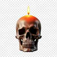 Free PSD 3d skull with burning candle halloween holiday isolated on transparent background