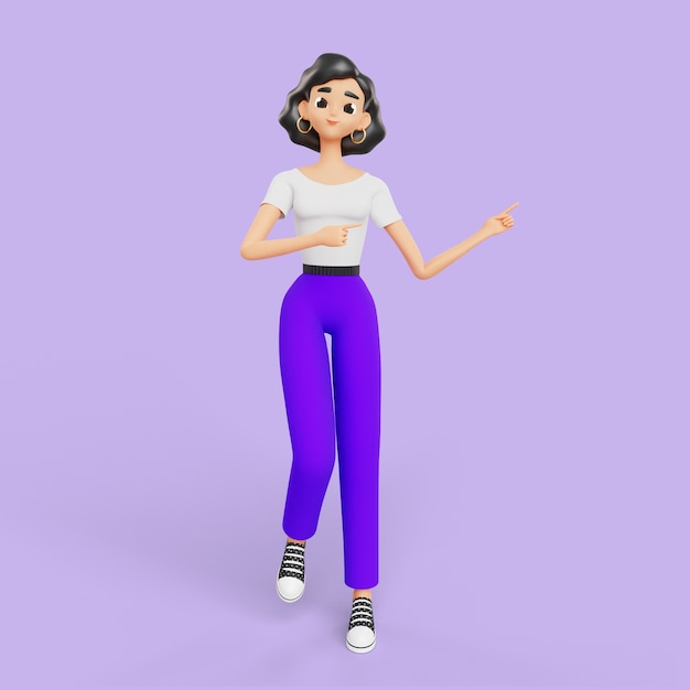 無料PSD ダンスの動きをしている 3 d のスマイリー女性