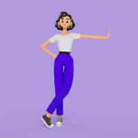 Free PSD 3d smiley woman leaning pose