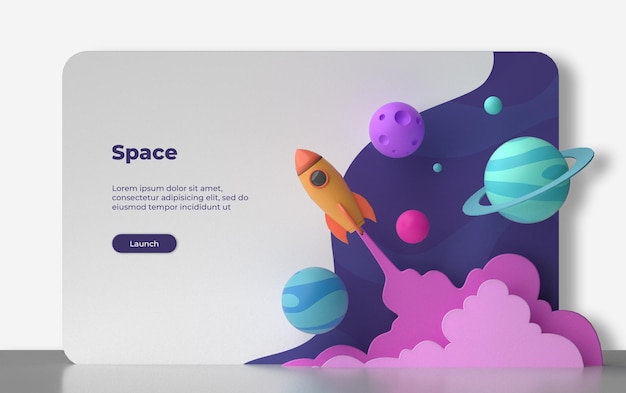 3d space landing page rendering isolated