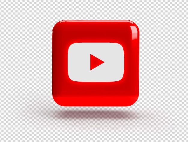 YouTubeロゴ付きの3Dスクエア