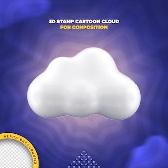 3d stamp cartoon cloud