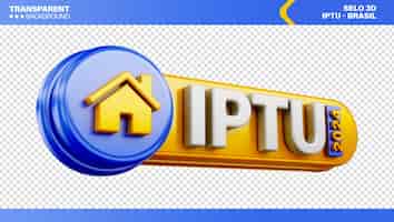 Бесплатный PSD 3d марка логотип жилой налог бразилия iptu домов и квартир