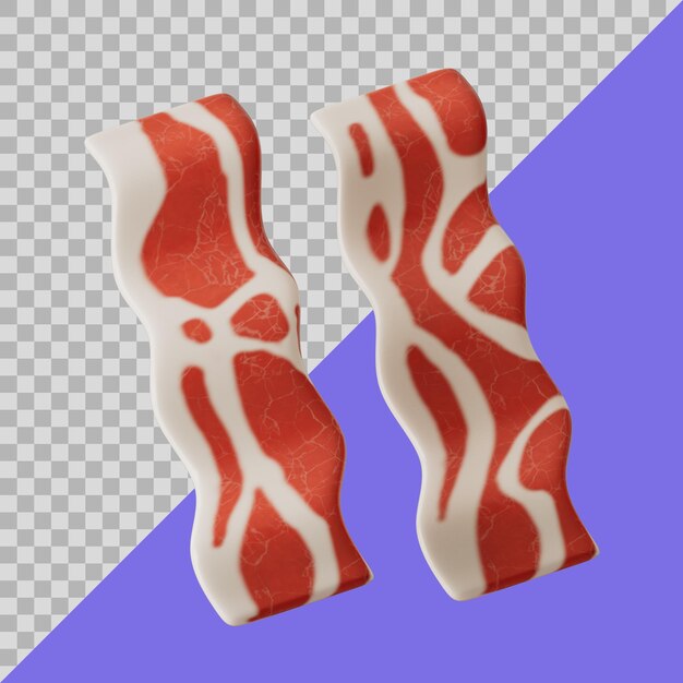 3d stylized isolated raw bacon