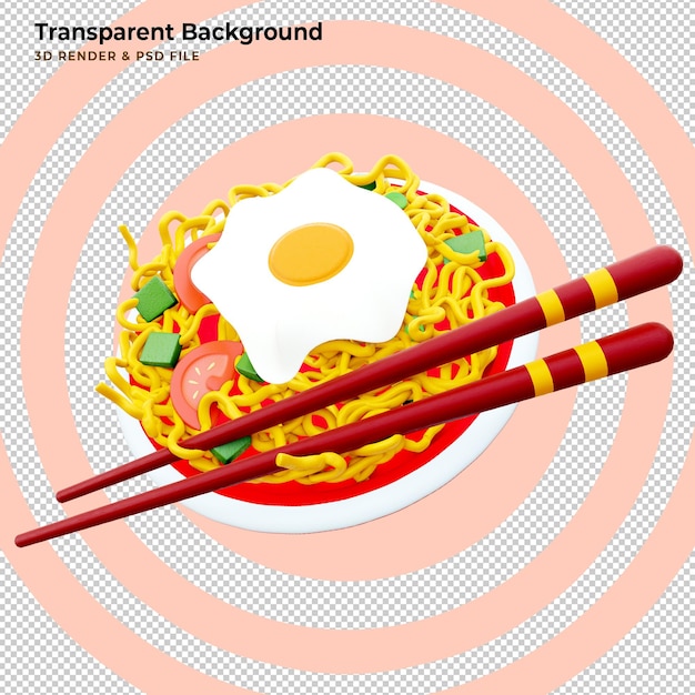 Free PSD 3d stylized ramen noodles illustration