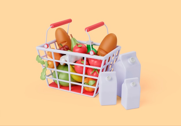3d supermarket still life background