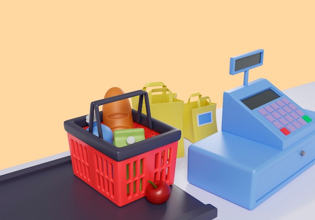 Free PSD 3d supermarket still life background