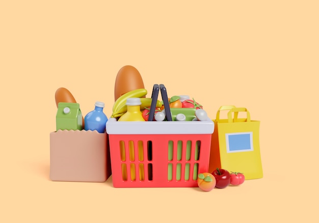 Free PSD 3d supermarket still life background