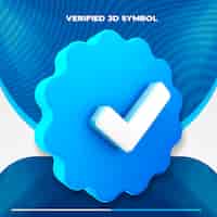 Free PSD 3d symbol isolated social media check icon checked ok blue and white