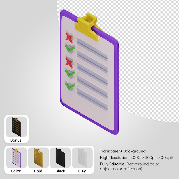 免费的PSD 3d任务列表等距