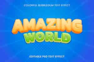 Free PSD 3d text effect psd template, bubblegum high quality typography