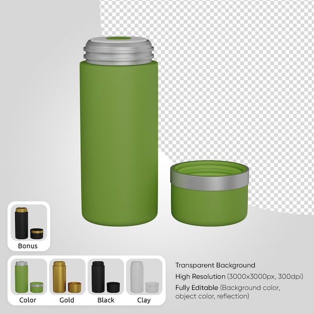 Free PSD 3d thermos