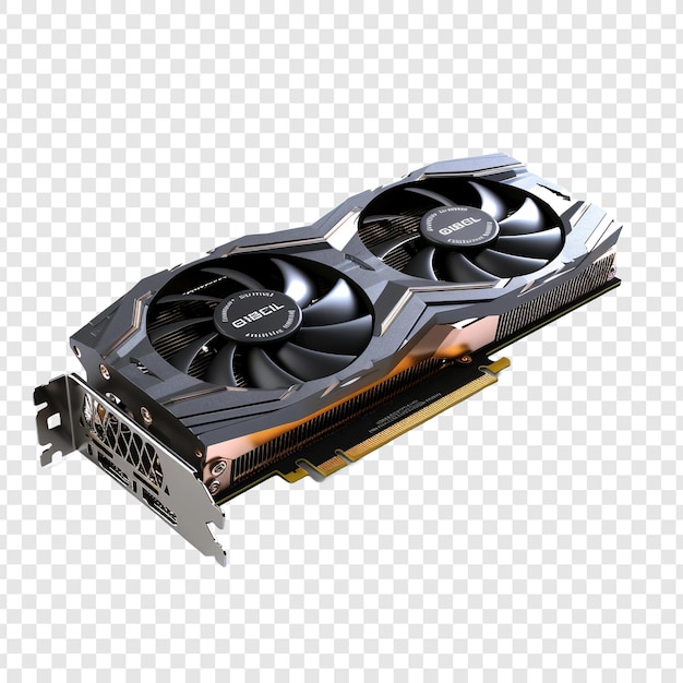 3d video graphics card isolated on transparent background