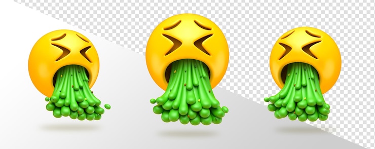 Free PSD 3d vomiting emoji with transparent background