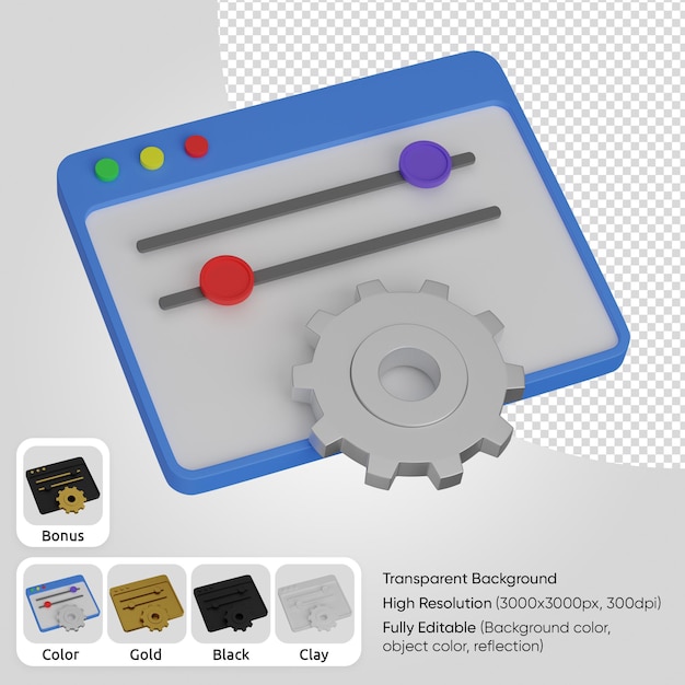 Free PSD 3d web control panel