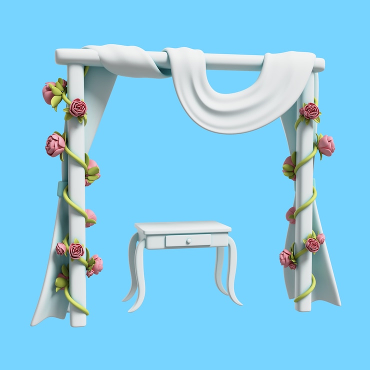 Free PSD 3d wedding illustration of arch