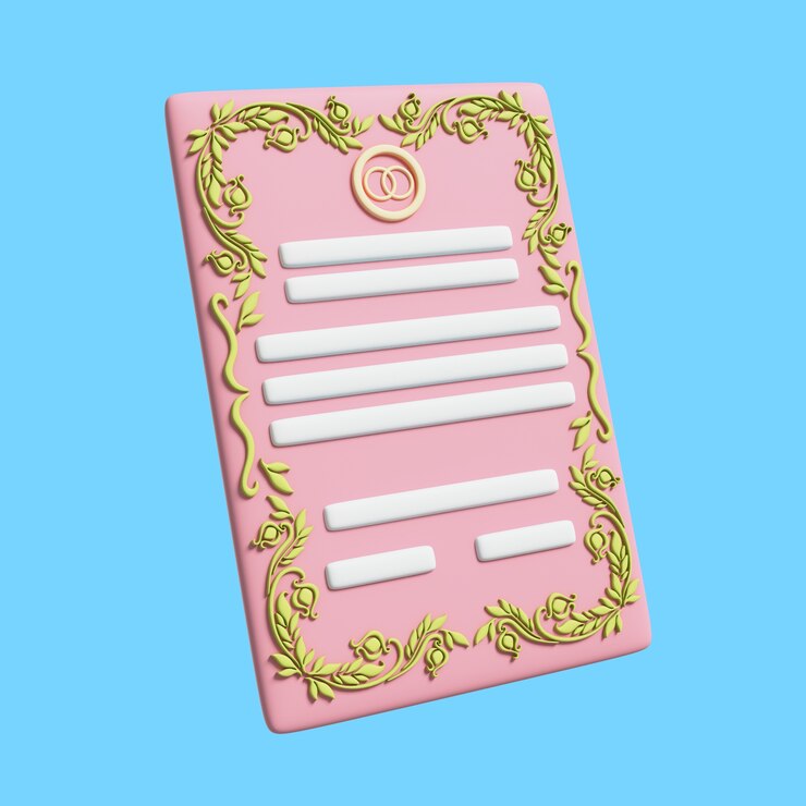 Free PSD 3d wedding illustration of invitation