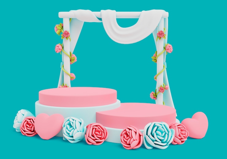 Free PSD 3d wedding sales podium background