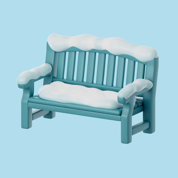 Free PSD 3d winter icon with bench covered in snow