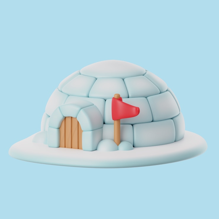 मुफ़्त PSD 3d winter icon with igloo