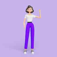 Free PSD 3d woman with index finger pointing up