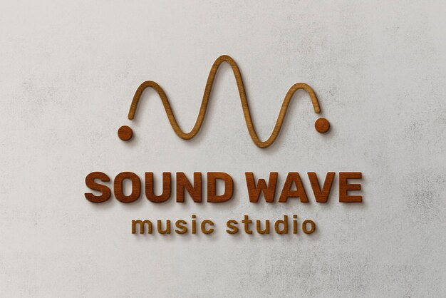 3d wood logo effect, music studio, modern professional template psd