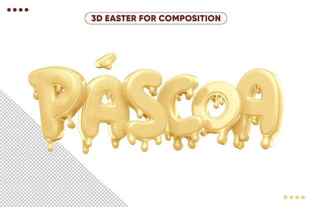 Бесплатный PSD 3d написание пасхи из растопленного белого шоколада для композиций