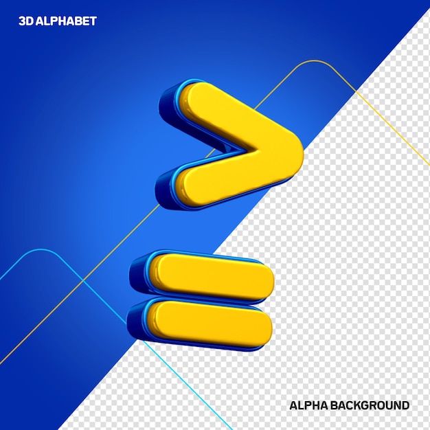 Free PSD 3d yellow and blue equal and arrow sign symbol