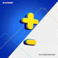 Free PSD 3d yellow plus and minus sign symbol with blue