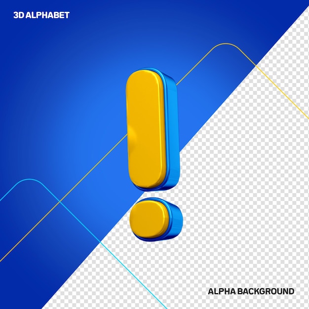 Free PSD 3d yellow with blue exclamation point symbol