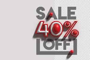 Free PSD 40 off sale discount banner discount offer price tag