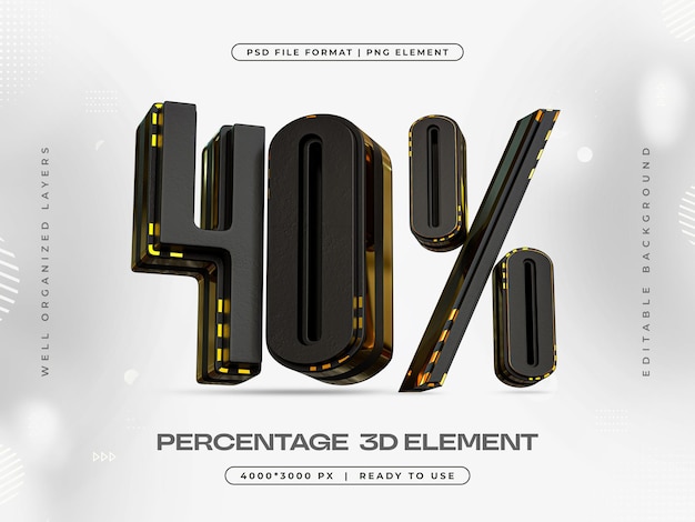 40 percent discount isolated 3d render illustration