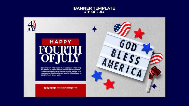 Free PSD 4th of july banner design template