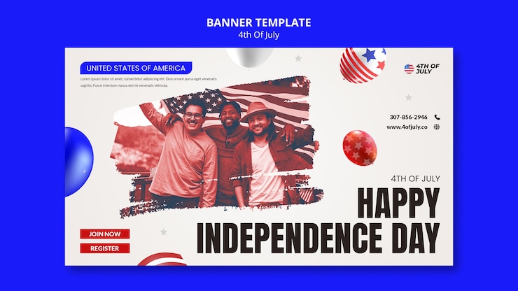 Free PSD 4th of july banner template design