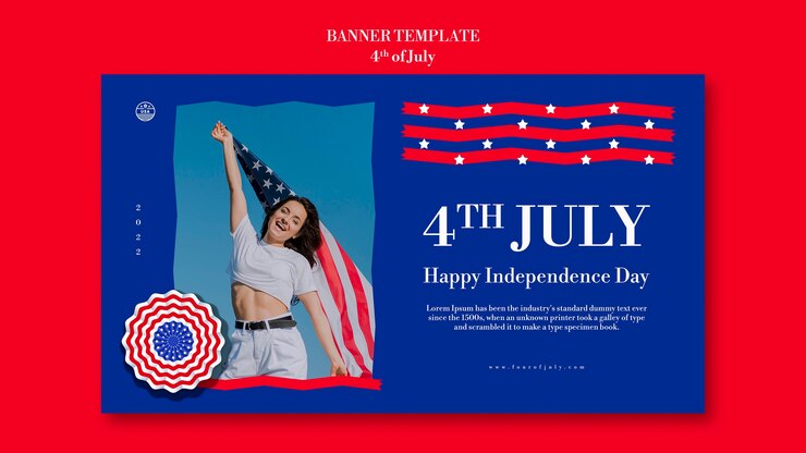 Free PSD 4th of july banner template design