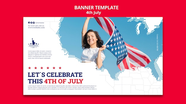 Free PSD 4th of july celebration banner template