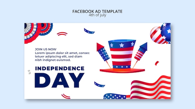 PSD gratuito modello di facebook per la celebrazione del 4 luglio