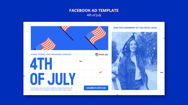 PSD gratuito modello di facebook per la celebrazione del 4 luglio